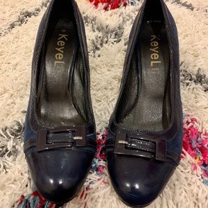 Italian Blue Suede and Black Leather Pump